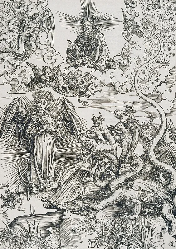 Albrecht Dürer | Solkvinden og den syvhovedede drage - 1497 | Indrammet kunsttryk | Renæssance | formida