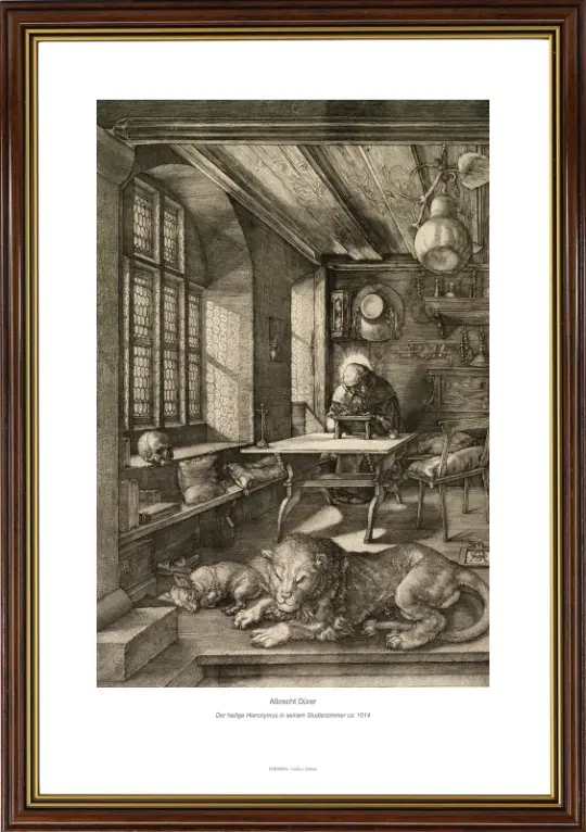 Albrecht Dürer | Sankt Hieronymus i sit arbejdsværelse - 1514 | Gallery Edition | Indrammet kunsttryk | Renæssance