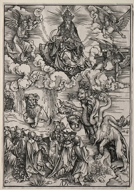 Albrecht Dürer | Udyret med de syv hoveder og Udyret med lammehornene - 1496 | Indrammet kunsttryk | Renæssance | formida