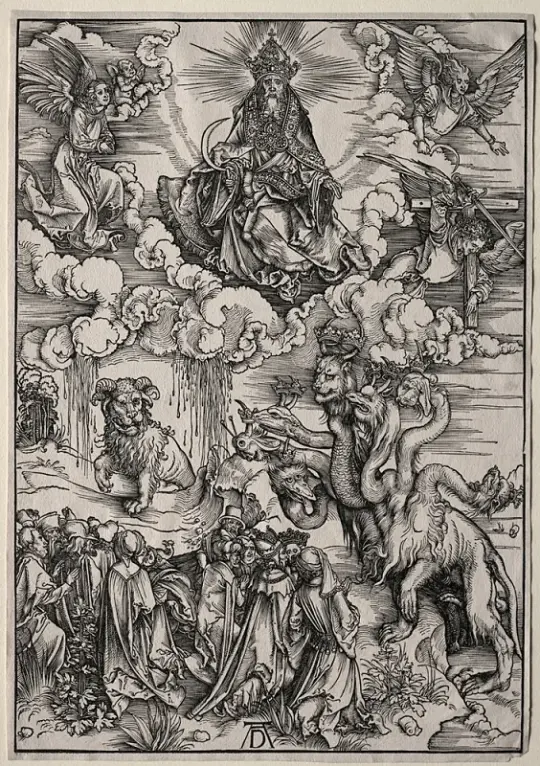Albrecht Dürer | Udyret med de syv hoveder og Udyret med lammehornene - 1496 | Indrammet kunsttryk | Renæssance | formida