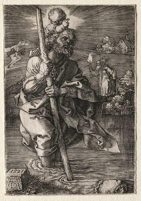 Albrecht Dürer | Sankt Kristoffer, vendt mod højre - 1496 | Indrammet kunsttryk | Renæssance | formida