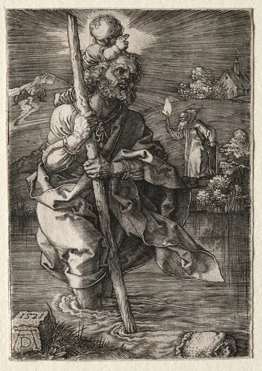 Albrecht Dürer | Sankt Kristoffer, vendt mod højre - 1496 | Indrammet kunsttryk | Renæssance | formida