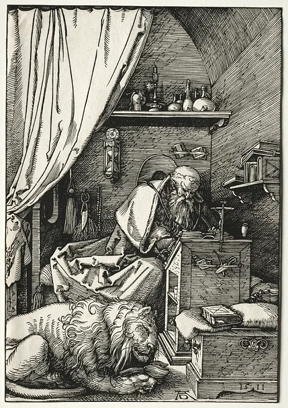 Albrecht Dürer | Sankt Hieronymus i sin celle - 1511 | Indrammet kunsttryk | Renæssance | formida