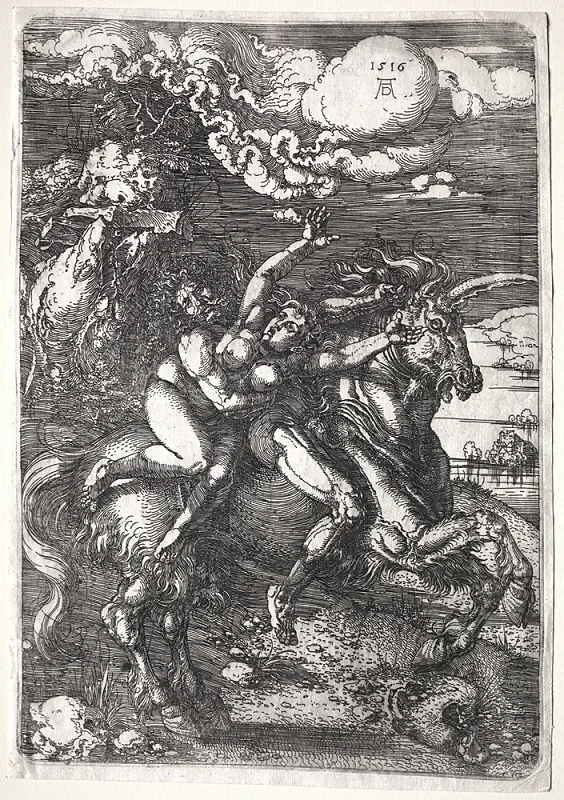 Albrecht Dürer | Bortførelsen på en enhjørning - 1516 | Indrammet kunsttryk | Renæssance | formida