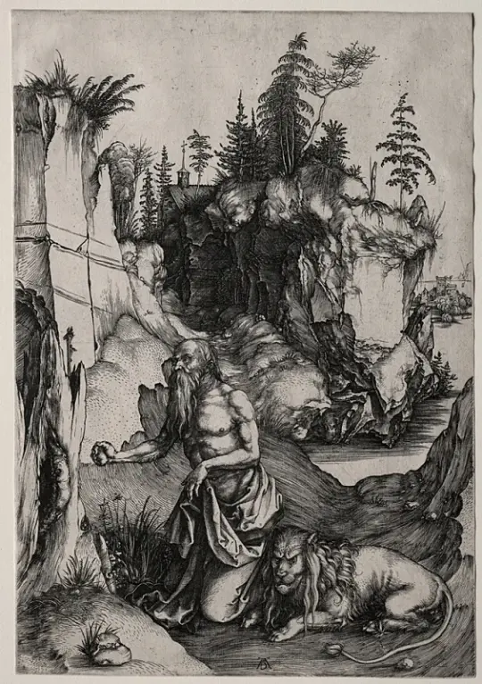 Albrecht Dürer | Sankt Hieronymus i bodfærdighed - 1497 | Indrammet kunsttryk | Renæssance | formida