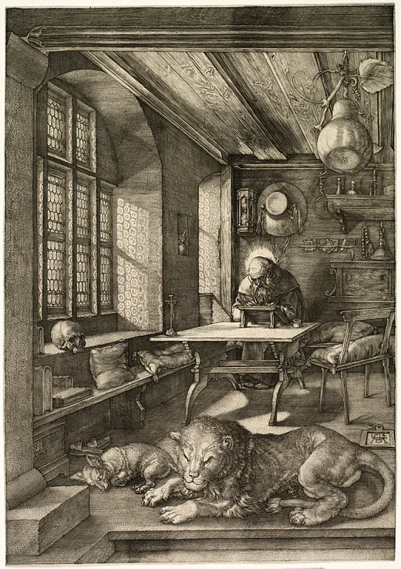 Albrecht Dürer | Sankt Hieronymus i sit arbejdsværelse - 1514 | Indrammet kunsttryk | Renæssance | formida