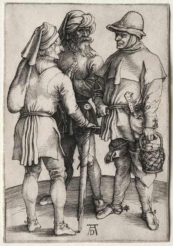 Albrecht Dürer | Drei Bauern im Gespräch – 1497 | Giclée Kunstdruck gerahmt