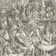 Albrecht Dürer | Johannes Evangelistens martyrium - 1498 | Indrammet kunsttryk | Renæssance | formida