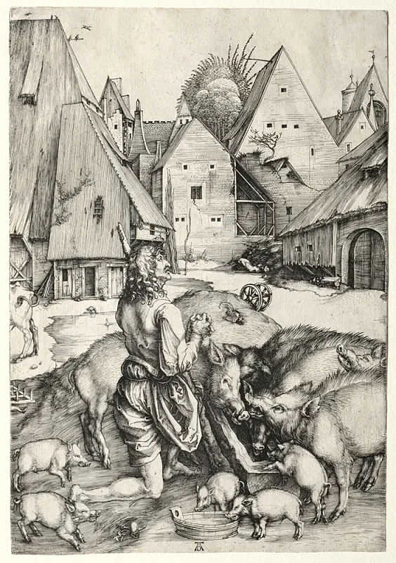 Albrecht Dürer | Den fortabte søn - 1496 | Indrammet kunsttryk | Renæssance | formida