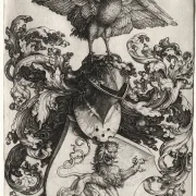 Albrecht Dürer | Våbenskjoldet med en løve og en hane - 1503 | Indrammet kunsttryk | Renæssance | formida