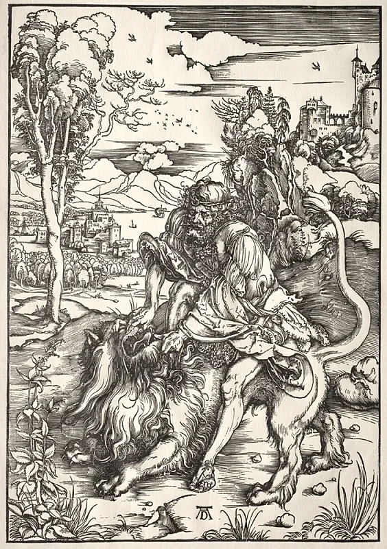 Albrecht Dürer | Samson og Løven - 1498 | Indrammet kunsttryk | Renæssance | formida