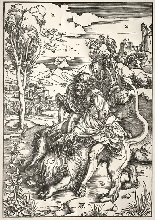Albrecht Dürer | Samson og Løven - 1498 | Indrammet kunsttryk | Renæssance | formida