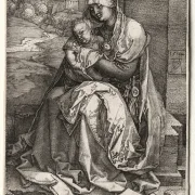 Albrecht Dürer | Jomfru Maria og barnet siddende ved muren - 1514 | Indrammet kunsttryk | Renæssance | formida