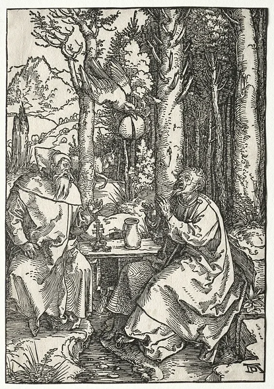 Albrecht Dürer | Sankt Antonius' besøg hos Sankt Paul Eremitten - 1504 | Indrammet kunsttryk | Renæssance | formida