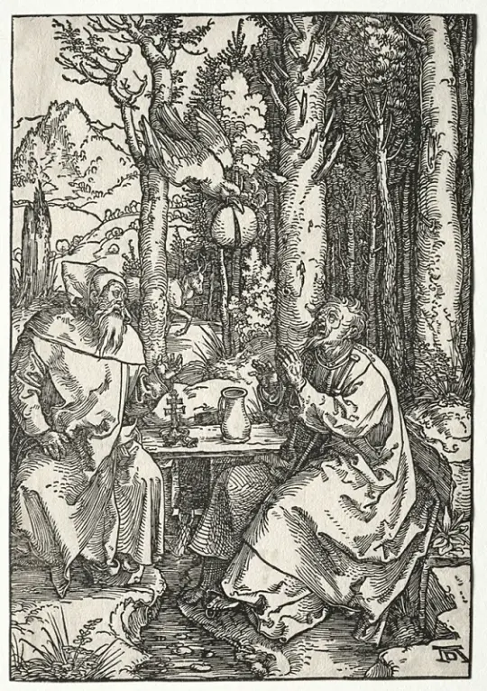 Albrecht Dürer | Sankt Antonius' besøg hos Sankt Paul Eremitten - 1504 | Indrammet kunsttryk | Renæssance | formida