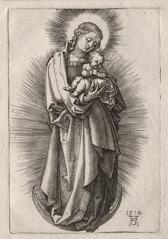 Albrecht Dürer | Jomfru Maria med hårbånd på en halvmåne - 1508 | Indrammet kunsttryk | Renæssance | formida