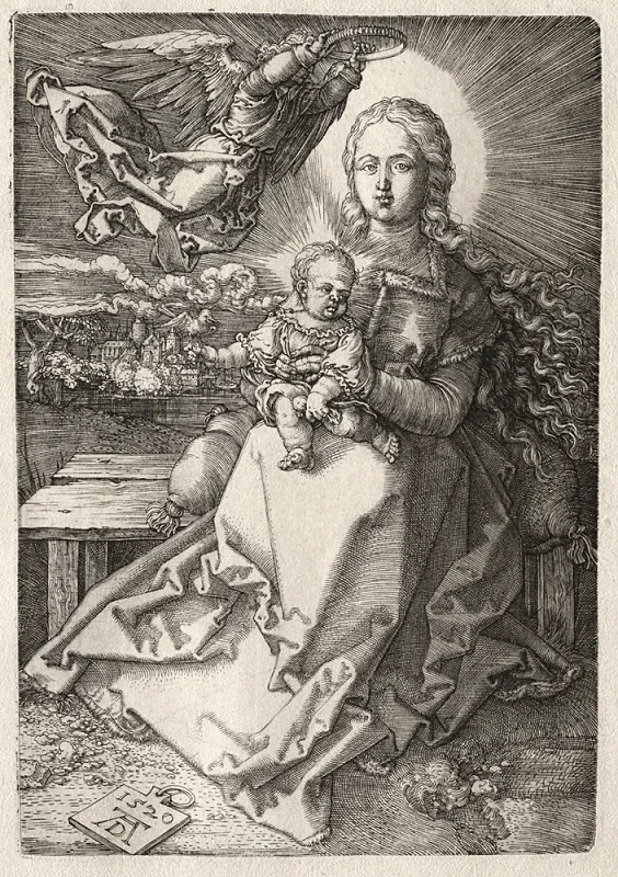 Albrecht Dürer | Jungfrau wird von einem Engel gekrönt - 1520 | Giclée Kunstdruck gerahmt