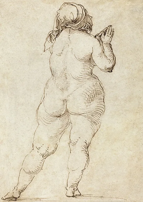 Albrecht Dürer | Kvindelig nøgenbeder - 1497 | Indrammet kunsttryk | Renæssance | formida