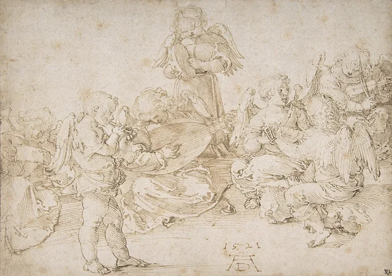 Albrecht Dürer | Musikskabende engle -1521 | Indrammet kunsttryk | Renæssance | formida