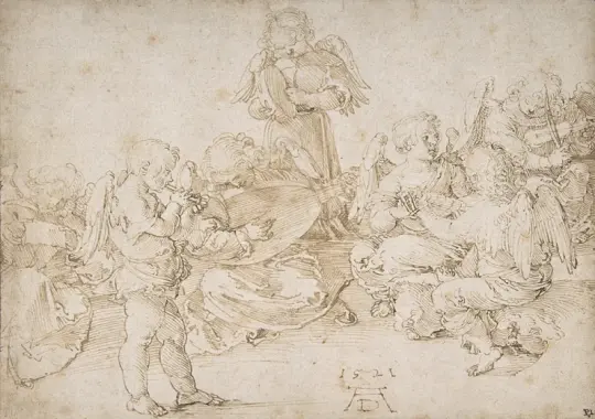 Albrecht Dürer | Musikskabende engle -1521 | Indrammet kunsttryk | Renæssance | formida