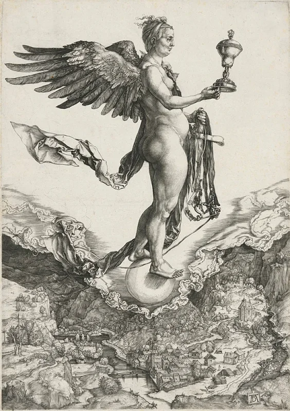 Albrecht Dürer | Nemesis  - 1501 | Indrammet kunsttryk | Renæssance | formida