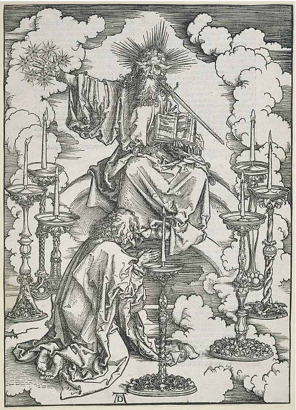 Albrecht Dürer | Johannes ser de syv lysestager - 1496 | Indrammet kunsttryk | Renæssance | formida