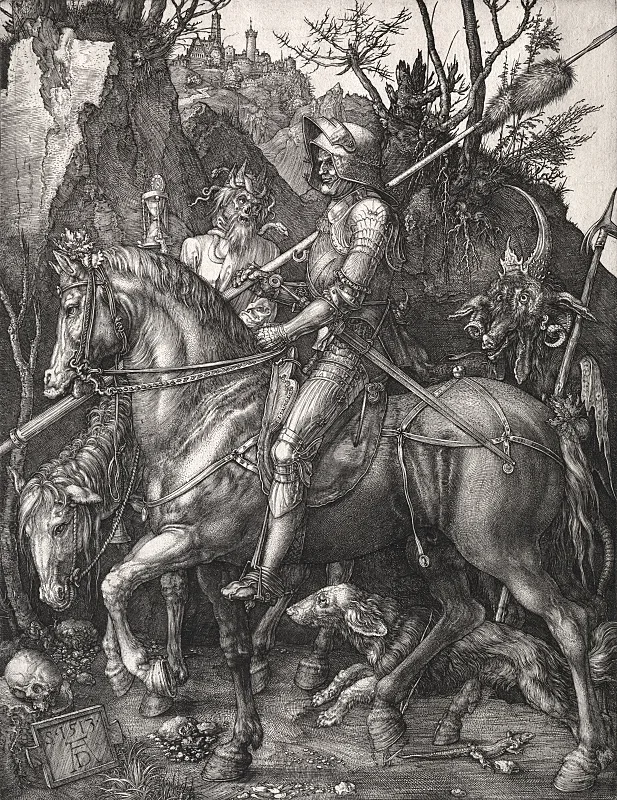 Albrecht Dürer | Ridder, Død og Djævelen - 1513 | Indrammet kunsttryk | Renæssance | formida