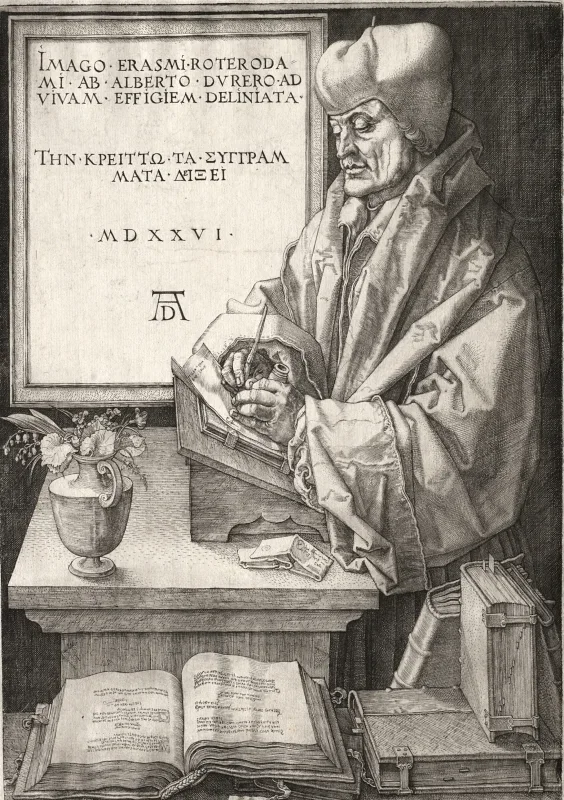 Albrecht Dürer | Desiderius Erasmus af Rotterdam - 1526 | Indrammet kunsttryk | Renæssance | formida
