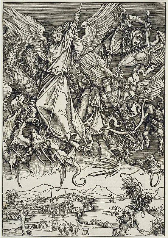 Albrecht Dürer | Michaels kamp med dragen – 1498 | Indrammet kunsttryk | Renæssance | formida