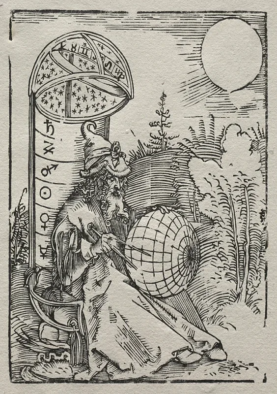 Albrecht Dürer | Ptolemaios med himmelgloben - 1504 | Indrammet kunsttryk | Renæssance | formida