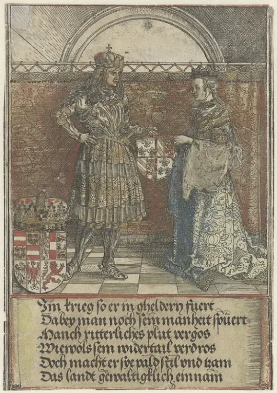 Albrecht Dürer | Maximilian heiratet Maria von Burgund - 1515 | Giclée Kunstdruck gerahmt