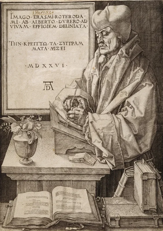 Albrecht Dürer | Erasmus af Rotterdam - 1526 | Indrammet kunsttryk | Renæssance | formida