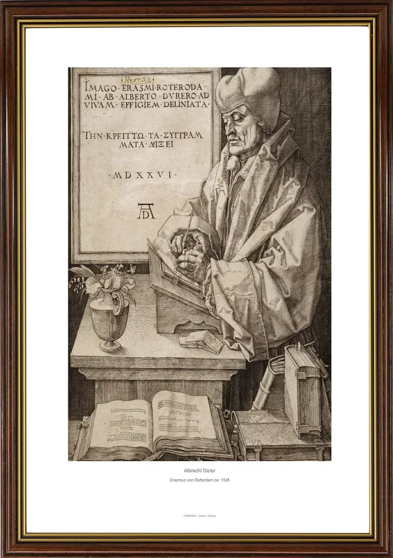 Albrecht Dürer | Erasmus af Rotterdam - 1526 | Gallery Edition | Indrammet kunsttryk | Renæssance