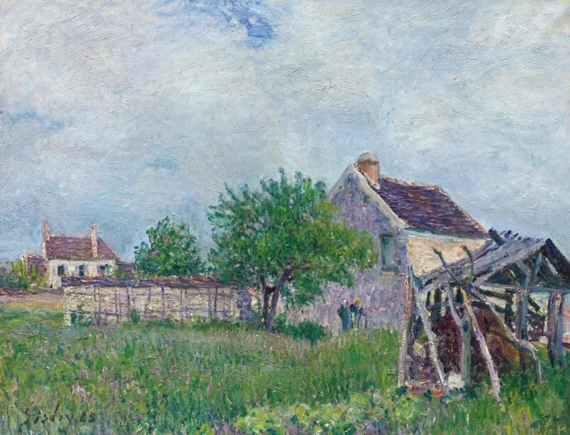 Alfred Sisley - Altes Reetdachhaus in Les Sablons 1885 | Giclée Kunstdruck gerahmt