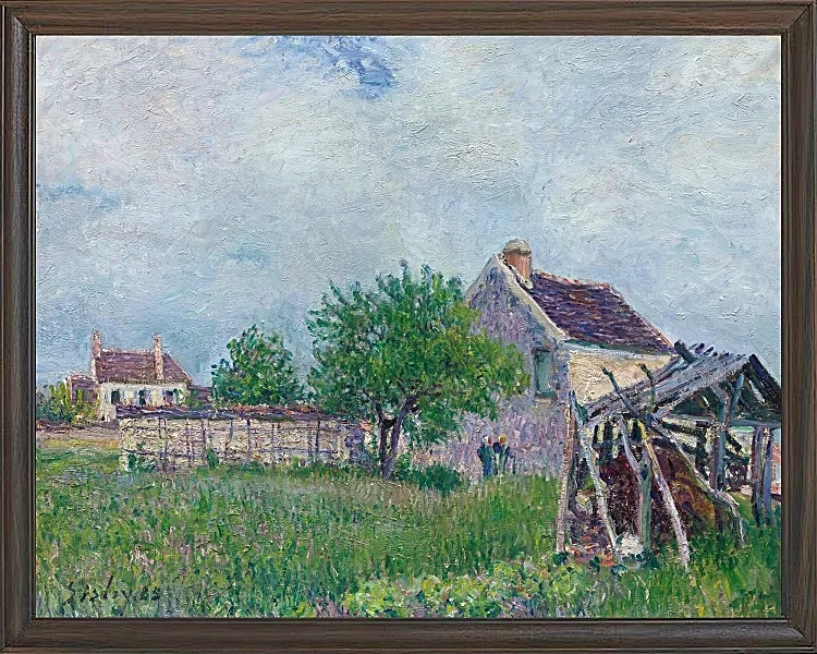 Alfred Sisley - Altes Reetdachhaus in Les Sablons 1885 | Giclée Kunstdruck gerahmt