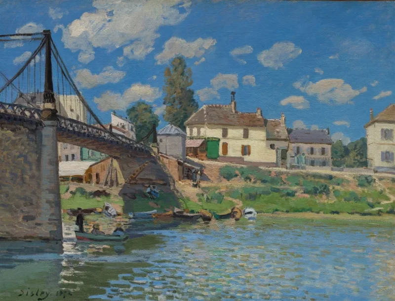 Alfred Sisley - Die Brücke von Villeneuve-la-Garenne 1872 | Giclée Kunstdruck gerahmt