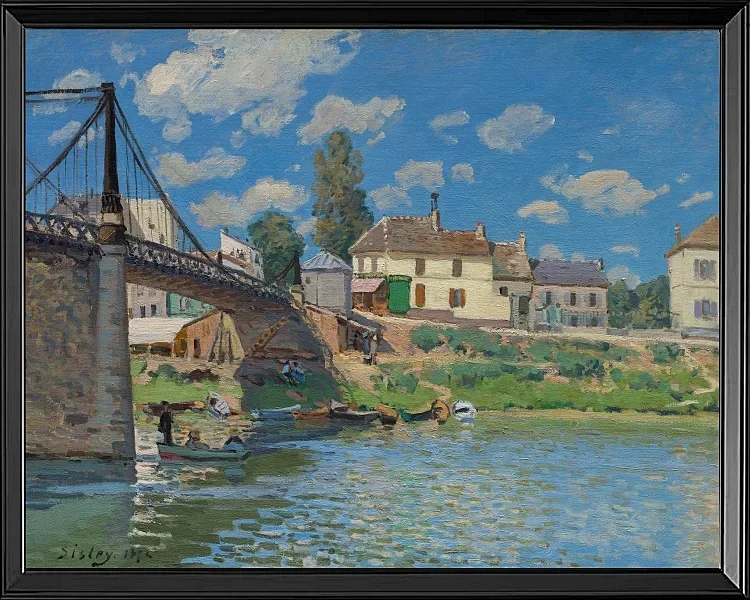 Alfred Sisley - Die Brücke von Villeneuve-la-Garenne 1872 | Giclée Kunstdruck gerahmt