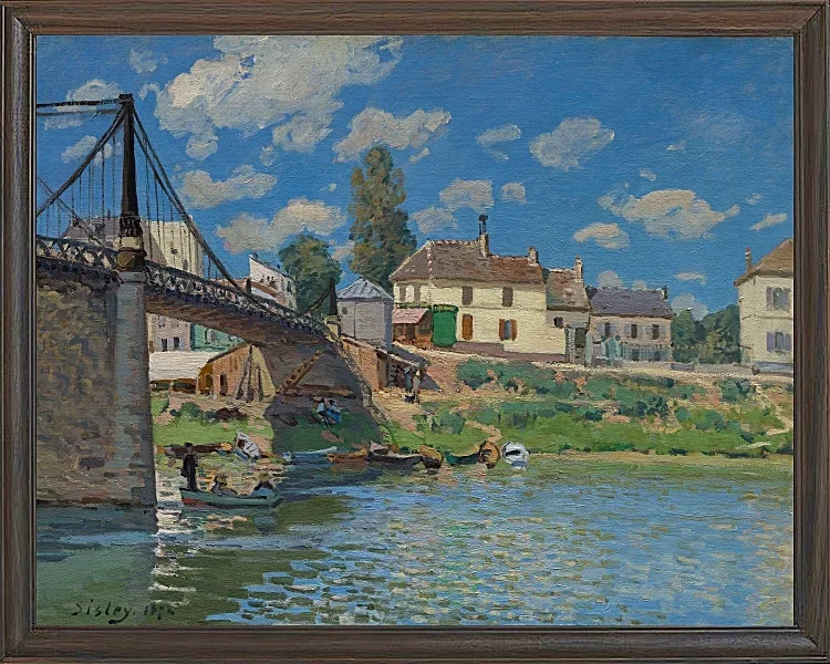 Alfred Sisley - Die Brücke von Villeneuve-la-Garenne 1872 | Giclée Kunstdruck gerahmt