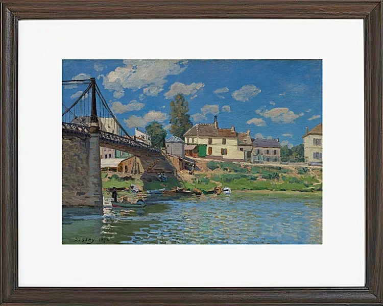 Alfred Sisley - Die Brücke von Villeneuve-la-Garenne 1872 | Giclée Kunstdruck gerahmt