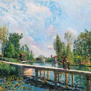Alfred Sisley - Die Fußgängerbrücke, Leinpfad des Loing-Kanals 1886 | Giclée Kunstdruck gerahmt