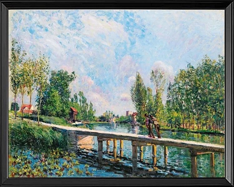 Alfred Sisley - Die Fußgängerbrücke, Leinpfad des Loing-Kanals 1886 | Giclée Kunstdruck gerahmt