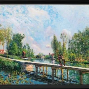Alfred Sisley - Die Fußgängerbrücke, Leinpfad des Loing-Kanals 1886 | Giclée Kunstdruck gerahmt