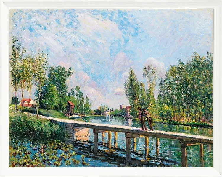Alfred Sisley - Die Fußgängerbrücke, Leinpfad des Loing-Kanals 1886 | Giclée Kunstdruck gerahmt