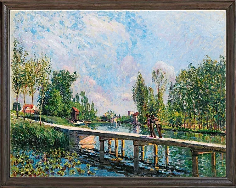 Alfred Sisley - Die Fußgängerbrücke, Leinpfad des Loing-Kanals 1886 | Giclée Kunstdruck gerahmt