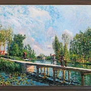 Alfred Sisley - Die Fußgängerbrücke, Leinpfad des Loing-Kanals 1886 | Giclée Kunstdruck gerahmt