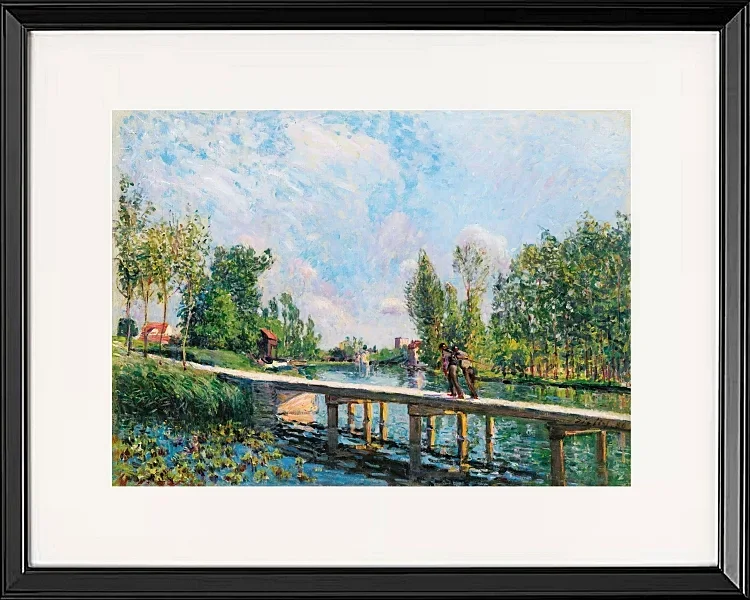 Alfred Sisley - Die Fußgängerbrücke, Leinpfad des Loing-Kanals 1886 | Giclée Kunstdruck gerahmt