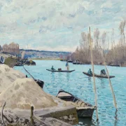 Alfred Sisley - Die Seine bei Port-Marly, Sandhaufen 1875 | Giclée Kunstdruck gerahmt