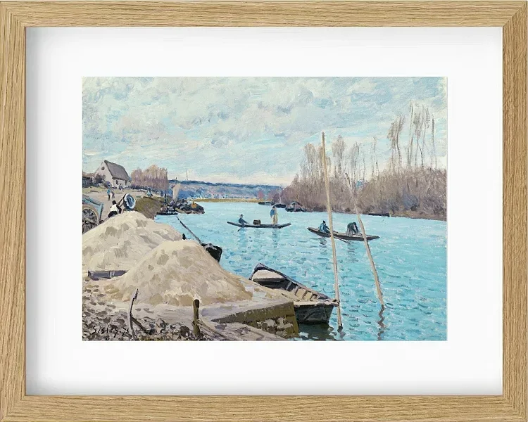 Alfred Sisley - Die Seine bei Port-Marly, Sandhaufen 1875 | Giclée Kunstdruck gerahmt