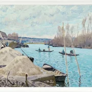 Alfred Sisley - Die Seine bei Port-Marly, Sandhaufen 1875 | Giclée Kunstdruck gerahmt