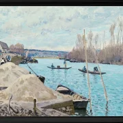 Alfred Sisley - Die Seine bei Port-Marly, Sandhaufen 1875 | Giclée Kunstdruck gerahmt